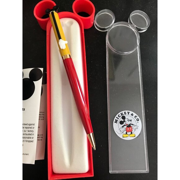 Vtg Mickey Mouse Writing Instrument Roller Ball Pen Disney Colibri Red Yellow - Picture 9 of 10